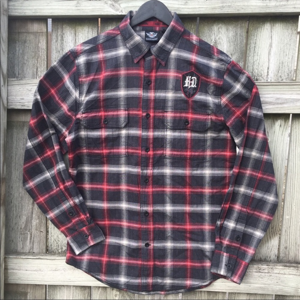 Harley Davidson Men’s Plaid Button Down Shirt Sz M